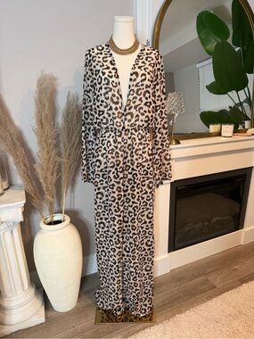 Leopard Print Long Sleeve bikini cover up